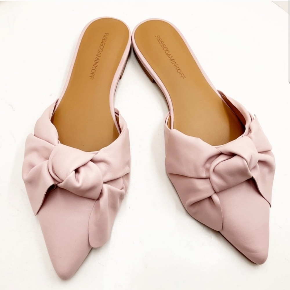 Rebecca Minkoff Dusty Pink Knot-Detail Pointed Backless Mules
